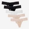SAS Panties My Favorite Lace Thong Panty 5 Pack | Black/Black/White/Buff/Buff