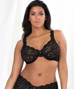SAS Bras Plus Size Signature Lace Underwire Bra With Added Support | Rich Black Lace