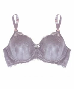 SAS Bras Curvy Light Lined Lace-Up Bra | Shark Grey Delicate Lace