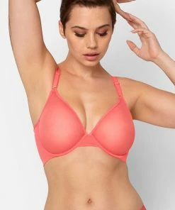 SAS Sheer Mesh Demi Underwire Bra | Punchy Peach